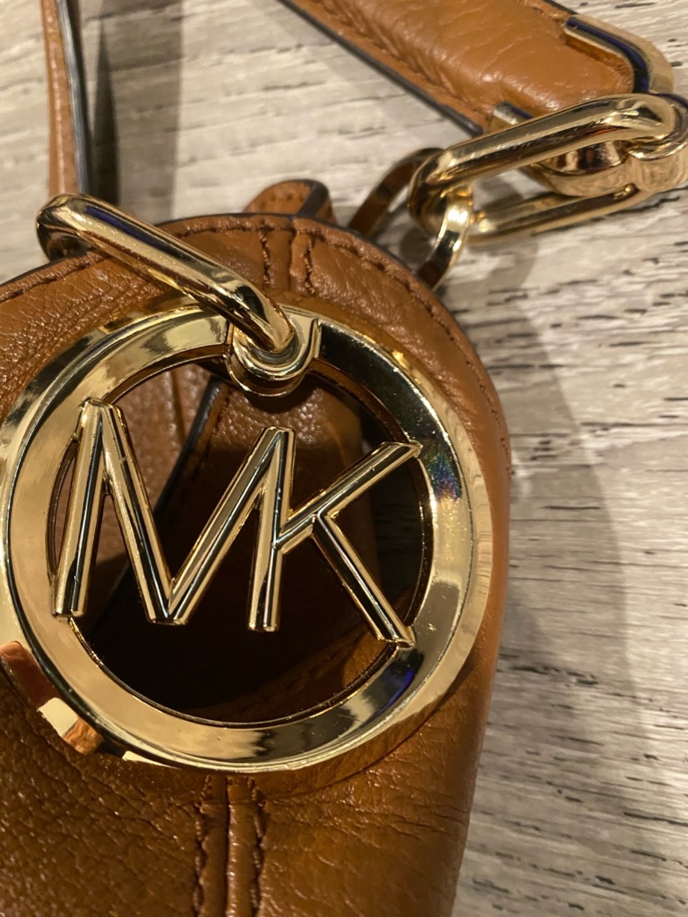 Michael Kors Tan Leather Satchel with Gold Hardware